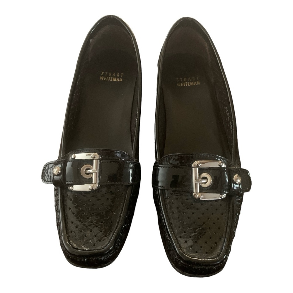 Stuart Weitzman Black Patent Leather Loafers EUC. Size 7.5.